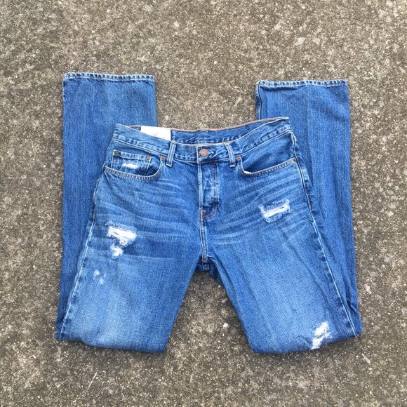 Hollister Jeans Mens Size 32 Button Fly Bootcut Distressed Whiskering Grunge - Picture 7 of 16
